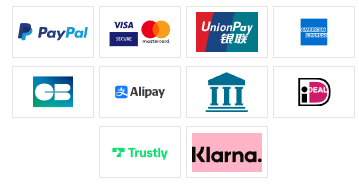 PayPal Visa bank transfer Alipay Trustly UnionPay master card